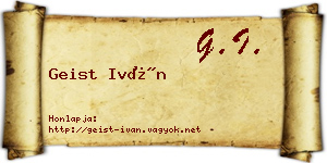 Geist Iván névjegykártya