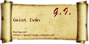 Geist Iván névjegykártya